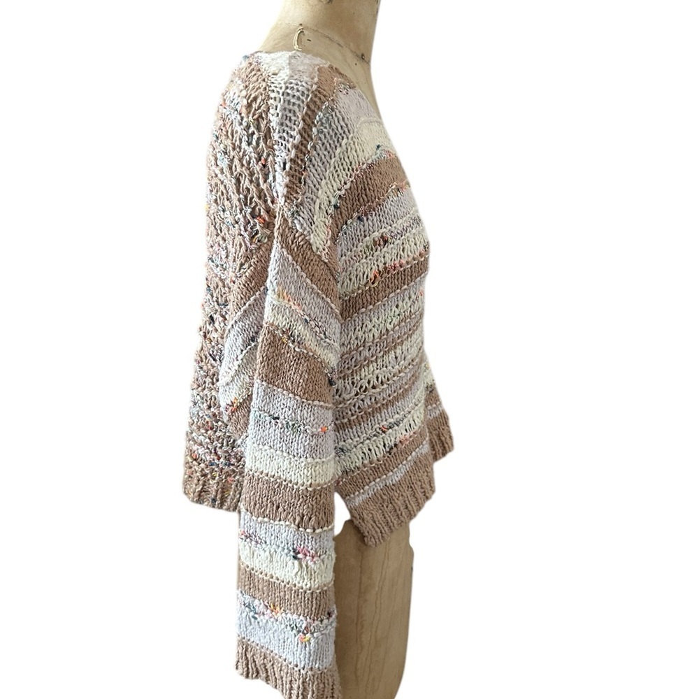 Free People Lake Life Pullover Open Knit Cropped Sweater in Sunset Sand Size XS - Picture 7 of 11
